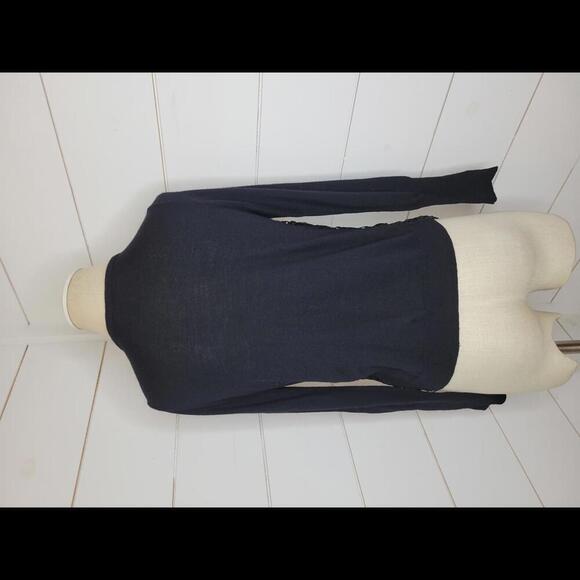 J Crew Collection small black merino wool fringe cardigan sweater. BEAUTIFUL! - Picture 2 of 4